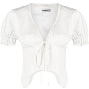 Danielle Guizio Full Sleeved Corset Top in White